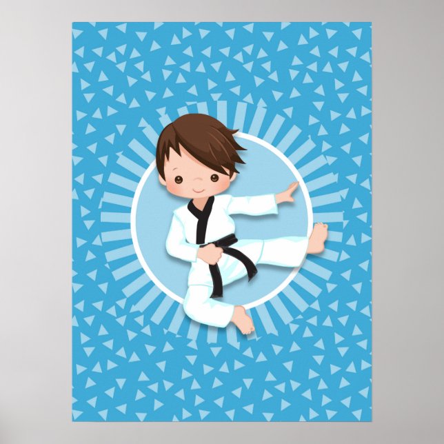 Brown Hair Karate Boy Judo Martial Arts Poster (Front)