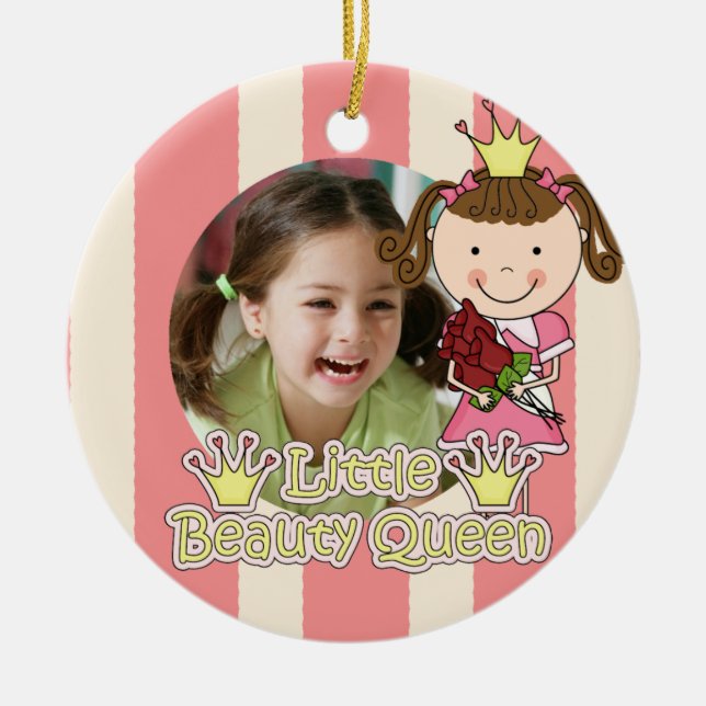 Brown Hair Little Beauty Queen Photo Ornament (Front)