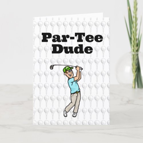 Brown Hair Male Golfer Greeting Card