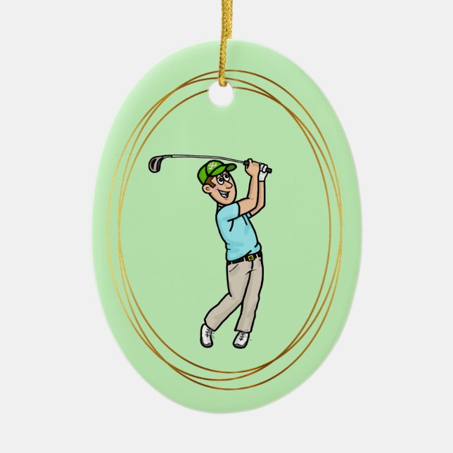Brown Hair Male Golfer Ornament (Front)