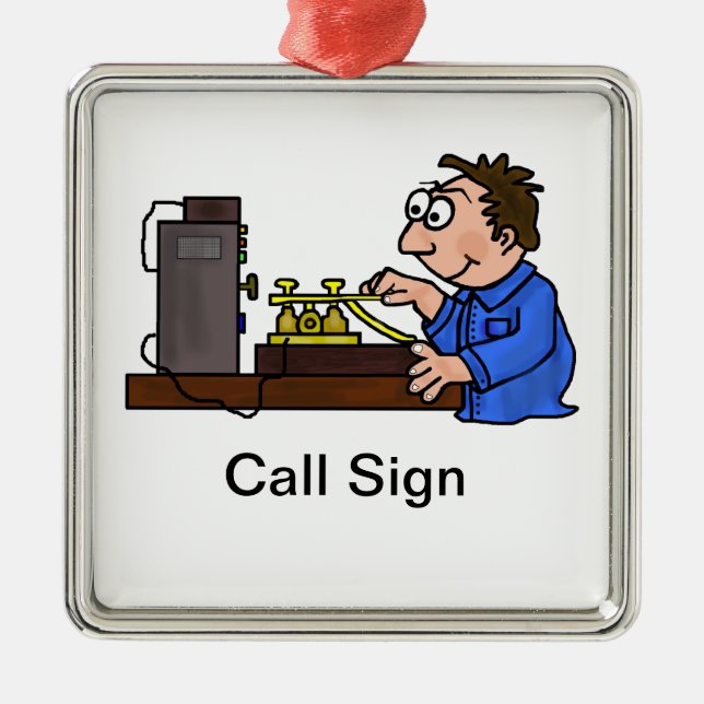 Brown Hair Male Morse Code Ham Christmas Ornament (Front)