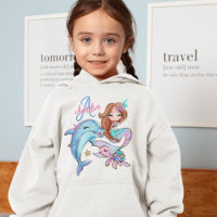 Brown Hair Mermaid Custom Kids Name Pink Girl
