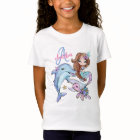 Brown Hair Mermaid Custom Kids Name Pink Girls