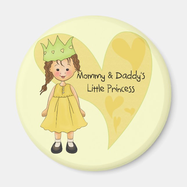 Brown Hair Mommy and Daddy's Princess Magnet (Front)
