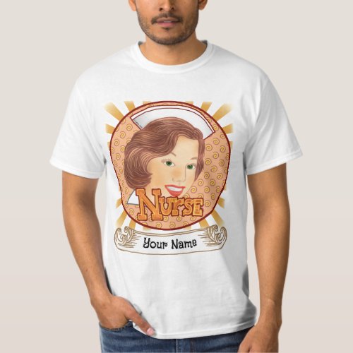 Brown Hair Nurse custom name T_Shirt