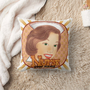 Brown hair nurse throw pillow
