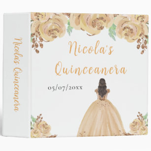 Brown Hair Princess Peach Quinceanera Photo Album 3 Ring Binder