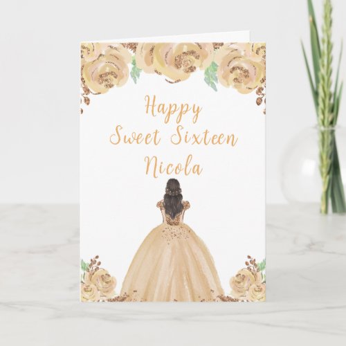 Brown Hair Princess Peach Sweet Sixteen  Card