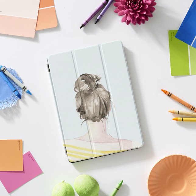 Brown Hair Top Knot Bun iPad Pro Cover (Desk)