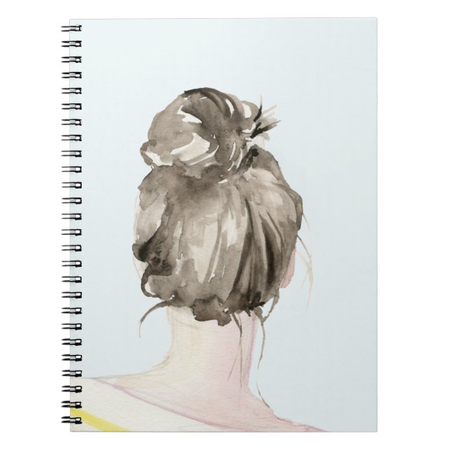 Brown Hair Top Knot Bun Notebook (Front)