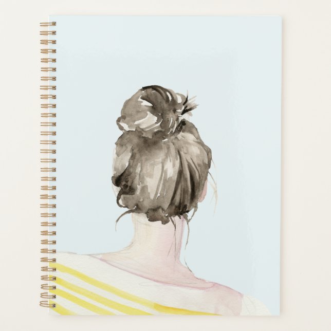 Brown Hair Top Knot Bun Planner (Front)