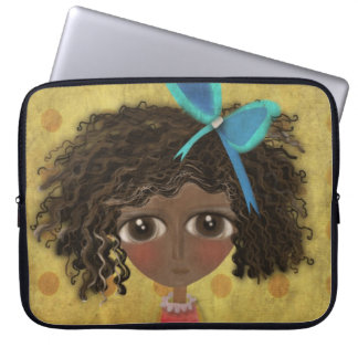 Brown Hair Whimsical Girl Laptop Sleeve