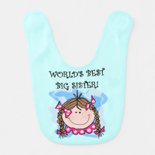 Brown Hair World's Best Big Sister Bib