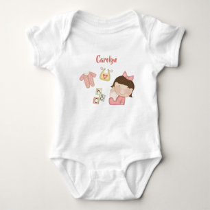 Brown Haired Baby Girl - ABC's Baby Bodysuit