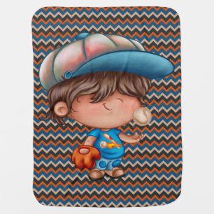 Brown-Haired Baseball Boy Receiving Blanket