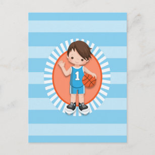 Brown Haired Boy Basketball Player Postcard