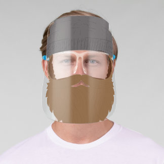 BROWN HAIRED HIPSTER DUDE WITH BLACK BEANIE HAT FACE SHIELD