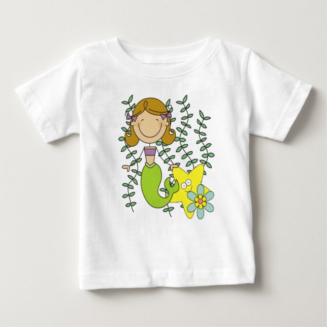 Brown Haired Mermaid Baby T-Shirt (Front)