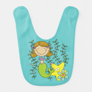Brown Haired Mermaid Bib