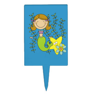 Brown Haired Mermaid Cake Topper