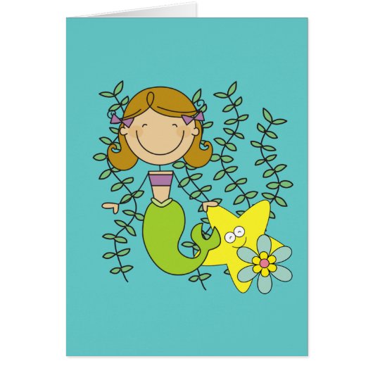 Brown Haired Mermaid Cards (Front)