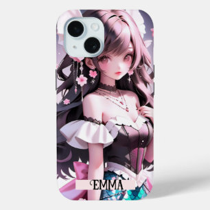 Brown Haired Mermaid Custom Name Girly Girl iPhone 15 Case