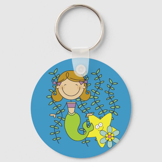 Brown Haired Mermaid Keychain (Front)