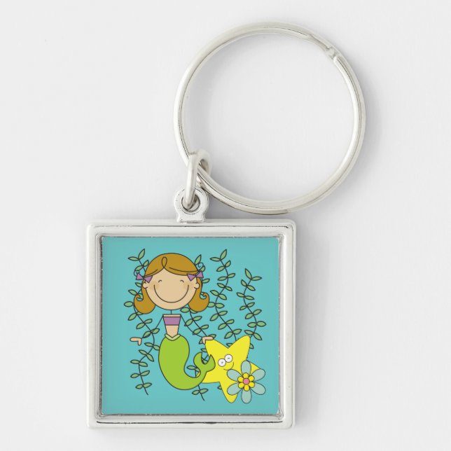 Brown Haired Mermaid Keychain (Front)