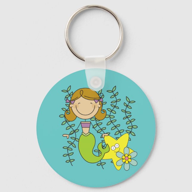 Brown Haired Mermaid Keychain (Front)