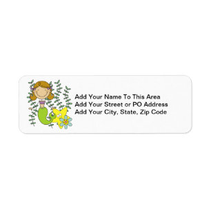 Brown Haired Mermaid Label