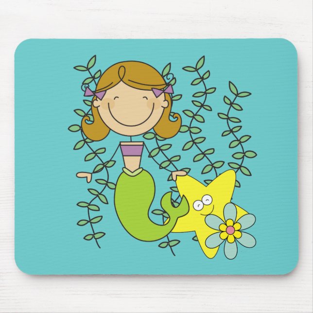 Brown Haired Mermaid Mouse Pad (Front)