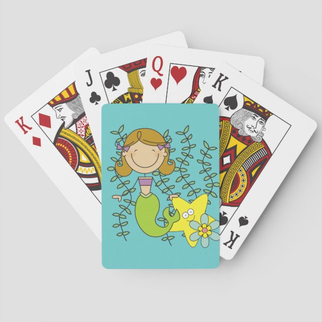 Brown Haired Mermaid Poker Cards (Back)
