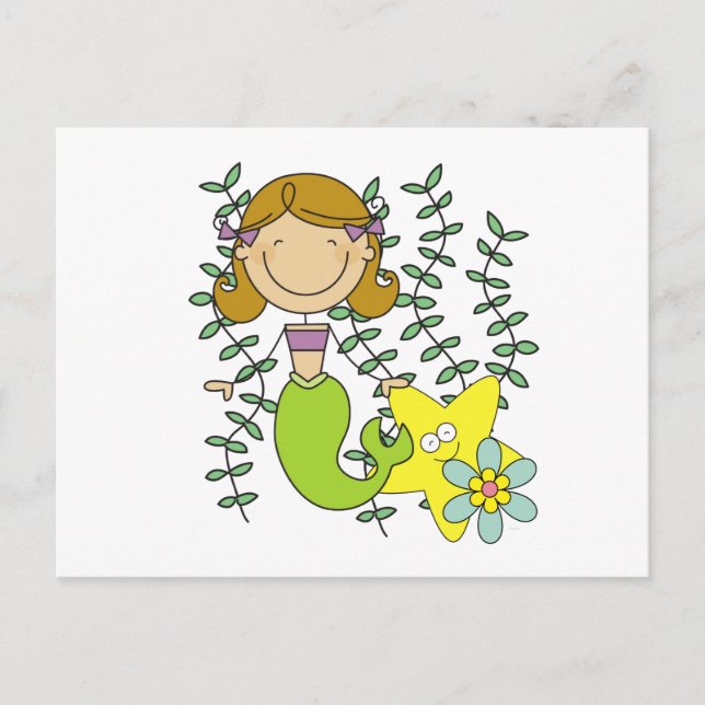 Brown Haired Mermaid Postcard (Front)