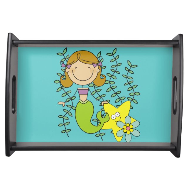 Brown Haired Mermaid Serving Tray (Front)
