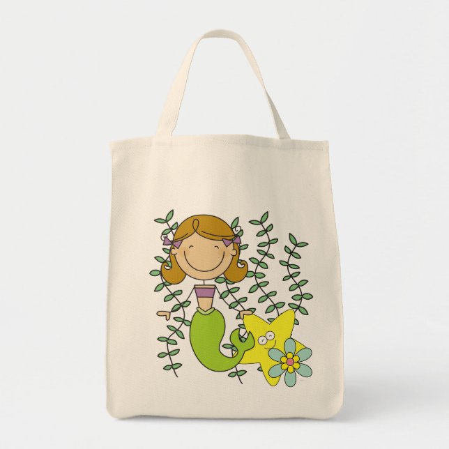 Brown Haired Mermaid Tote Bag (Front)