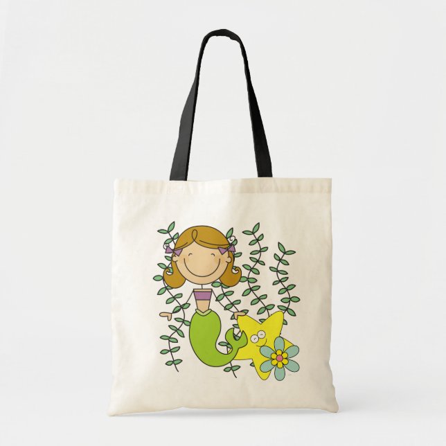 Brown Haired Mermaid Tote Bag (Front)