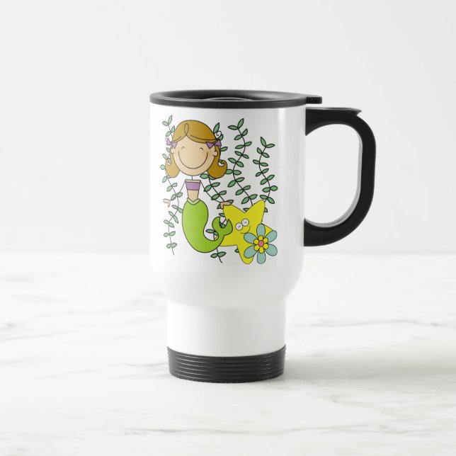 Brown Haired Mermaid Travel Mug (Right)