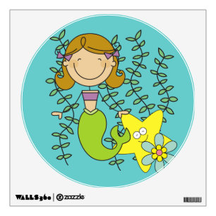 Brown Haired Mermaid Wall Sticker