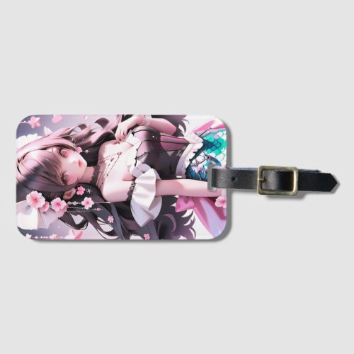 Brown Haired Mermaid With Pink Flowers in Her Hair Luggage Tag