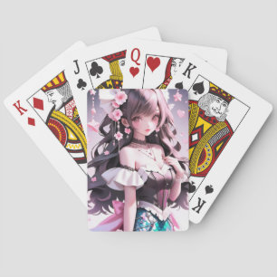 Brown Haired Mermaid With Pink Flowers in Her Hair Poker Cards