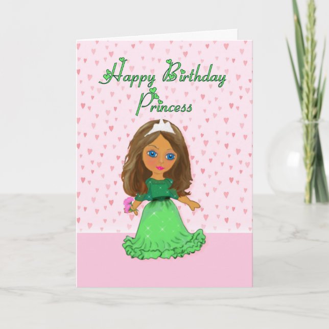Brown Haired Princess Birthday Card (Front)