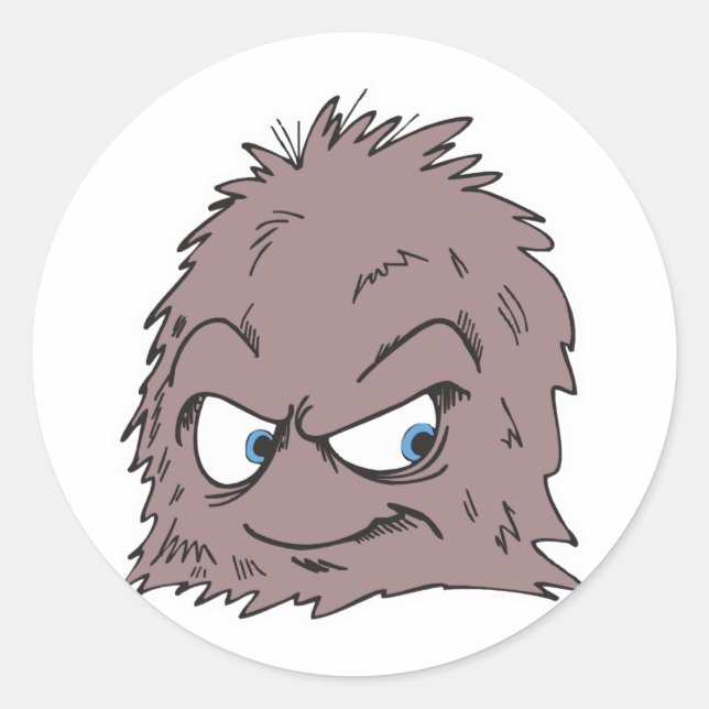 brown hairy furry monster classic round sticker (Front)