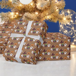 brown halloween different patterns wrapping paper