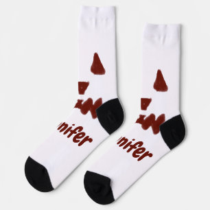 Brown Halloween scary face fall add name modern re Socks