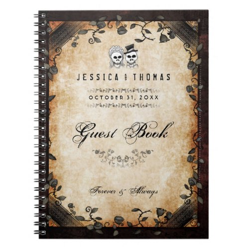 Brown Halloween Wedding Gothic Skeleton GUEST BOOK