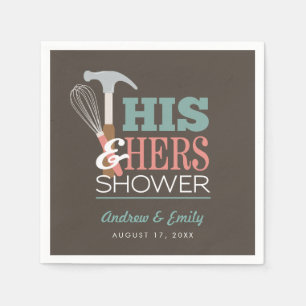 Brown Hammer Whisk Handy Couple Shower Napkins