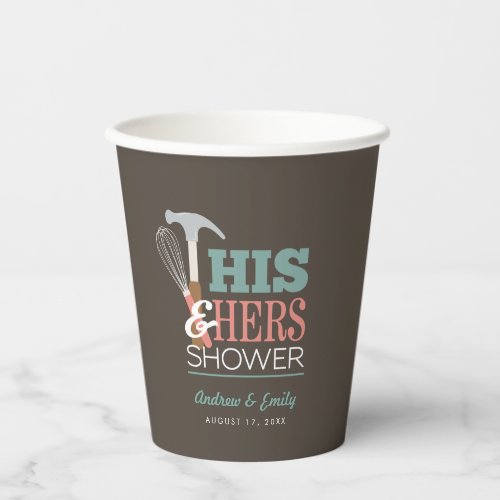 Brown Hammer Whisk Handy Couple Shower Paper Cups