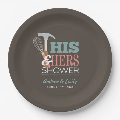 Brown Hammer Whisk Handy Couple Shower Paper Plates