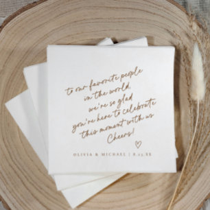 Brown Handwriting Love Note Style Wedding Napkins