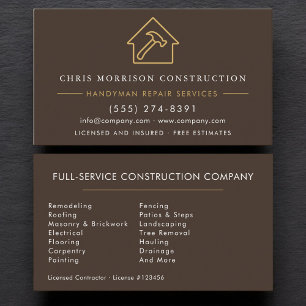 Brown Handyman Construction  Business Card